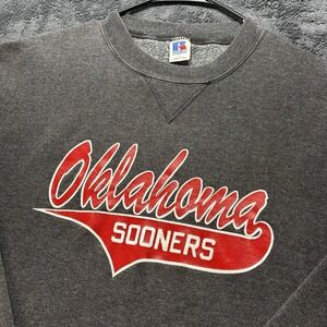Vintage Oklahoma Sooners Script Sweatshirt Mens Large Russell Athletic USA Made